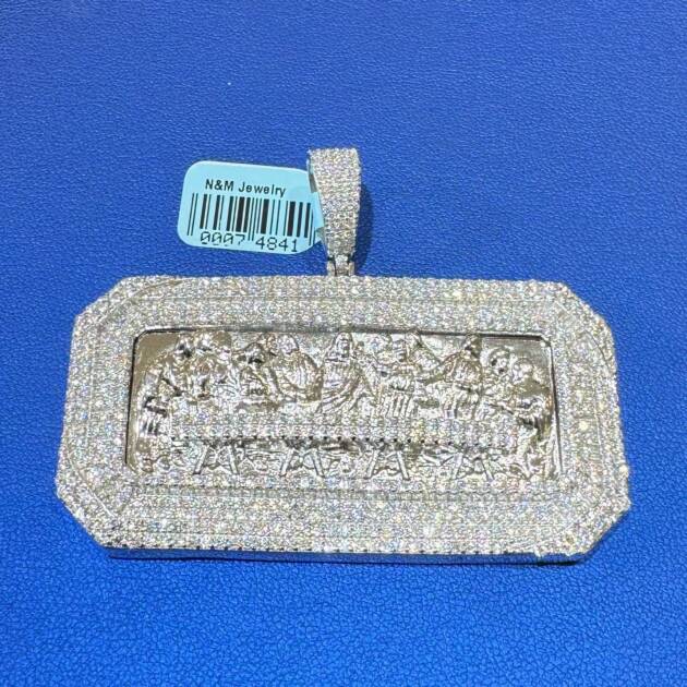 925 Silver Moissanite Pendant 8.2Ct VVS