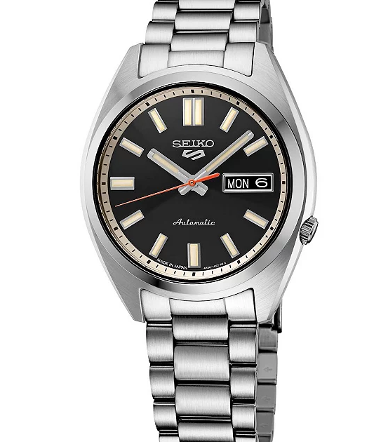 Men's Seiko 5 Sports Midsize Black Dial Stainless Steel Automatic