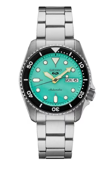 Seiko  Stainless Steel 38 mm Mint Dial Day Date Automatic Mens