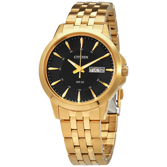Quartz Black Dial Gold-tone Men's Watch
