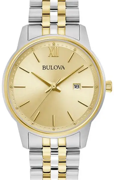 Bulova Watches Corporate Exclusive, Classic MEN'S Watch, Two Tone Gold with Champagne Dial