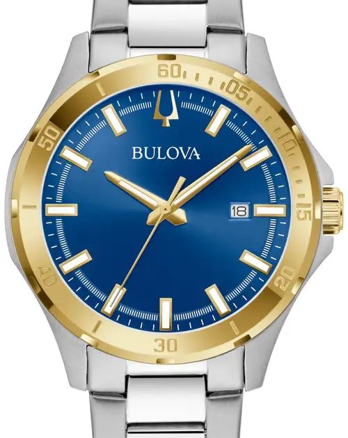 Bulova Watches Corporate Collection Men's Two-tone Bracelet Watch with Blue dial