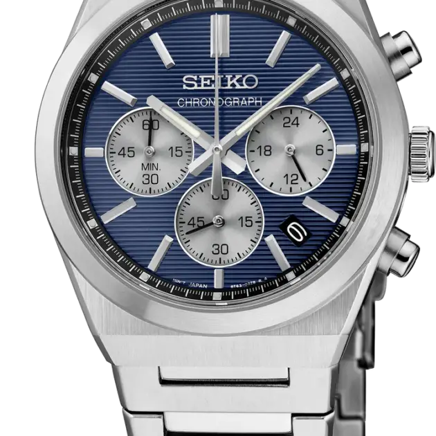 Essentials SS Quartz Chronograph Blue Dial